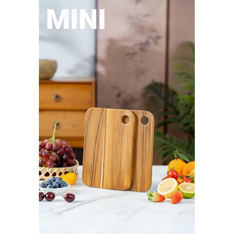 2 Pcs Berkvee Small Teak Wood Cutting Board for Kitchen–