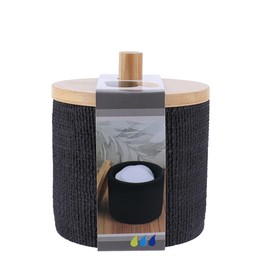 Tendance Cotton Box Polyresin Round with Mesh Effect and Bamboo Black
