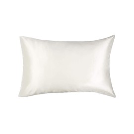 Both Side 100% Pure Mulberry Silk 26 Momme Charmeuse Silk Pillowcase Standard 50cm x 75cm - 1pc Hypoallergenic (White)