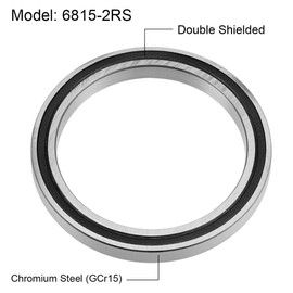 TOP-VIGOR 1Pcs 6815-2RS Deep Groove Ball Bearings, Z2 75mm x 95mm x 10mm Double Sealed Industrial Bearings, Chrome Steel Skateboard Bearings for Electrical Instrument Equipment