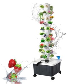 LGEXRCH Hydroponics Growing System Indoor Vertical Garden Planter Indoor Smart Garden Kit with Pump and Movable Water Tank Vegetable Plant Gift for Gardening Lover (50 Plant)