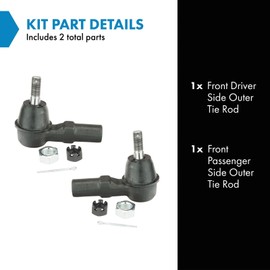 TRQ Front Outer Tie Rod Set 2 Piece Compatible with 1992-2001 Lexus ES300 99-03 RX300 08-14 Scion xD 95-04 Toyota Avalon Camry 98-03 Sienna Solara 12-16 Yaris