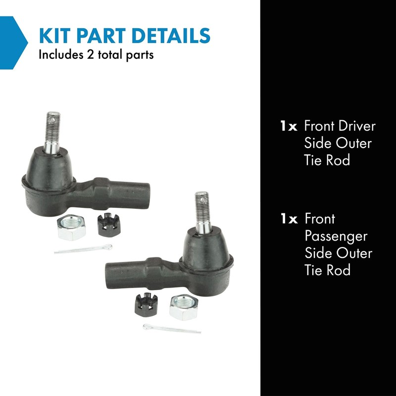 TRQ Front Outer Tie Rod Set 2 Piece Compatible with