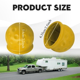 HQRNYP 2PCS Trailer Ball Cover, Trailer Hitch Covers, 2-Inch Rustproof Rubber Car Towing Hitch Protection Cap, Universal Car Accessories Dustproof Tow Ball Sleeve Cap for RV Truck Boat (Yellow, 2PCS)