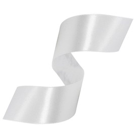 White Satin Ribbon 1-1/2 Inches x 25 Yards, Solid Color Fabric Ribbon for Gift Wrapping, Crafts, Hair Bows Making, Wreath, Wedding Party Decoration and Sewing Projects