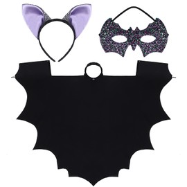 WILLBOND Kids Bat Vampire Costume Accessories Halloween Bat Costume for Kids Bat Mask Bat Ears Headband for Bat Theme Party(6-9 Years)