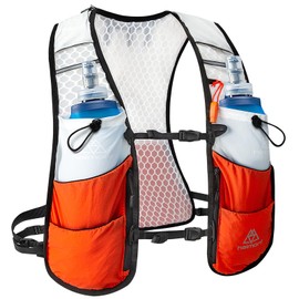 Haimont Water Running Vest Pack with Dual Water Bottles for Women Men, 5L Lightweight Run Water Vest for Trail Running Marathon Race Hiking Mountaineering, L, Orange