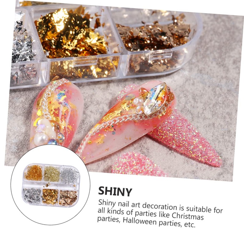 Beavorty Nail Glitter Foil Flakes of Metallic Nail Art Stickers