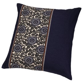 Nishikawa PG00063004B Zabuton Cover, Meisenban, 21.7 x 23.2 inches (55 x 59 cm), 100% Cotton, Chrysanthemum Arabesque Pattern, Made in Japan, Stylish, Commercial Use, Homecoming, Blue