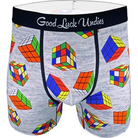 Good Luck Undies Men's Puzzle Cube Boxer Brief Underwear, Small