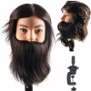 QNI-LMB Cabeza De Maniquí Cabello 100% Human Hair Barberia Cabezote