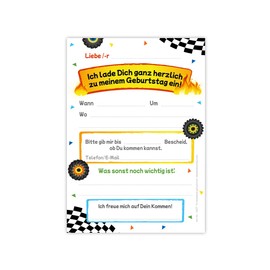 12 Invitations for 8th Children's Birthday Boys Monster Truck Car Invitations for Eighth Birthday Children Colourful Birthday Invitations