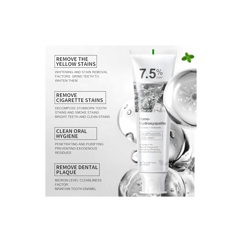 7.5% Hydroxyapatite Toothpaste, 7.5% Hydroxyapatite Toothpaste for Advanced Enamel Protection,