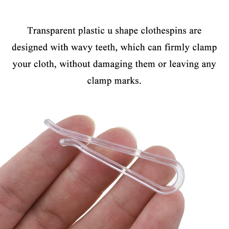 HAHIYO 2.2inch/55mm 60Pcs Clear Plastic U Shape Alligator Clip, Clothespin