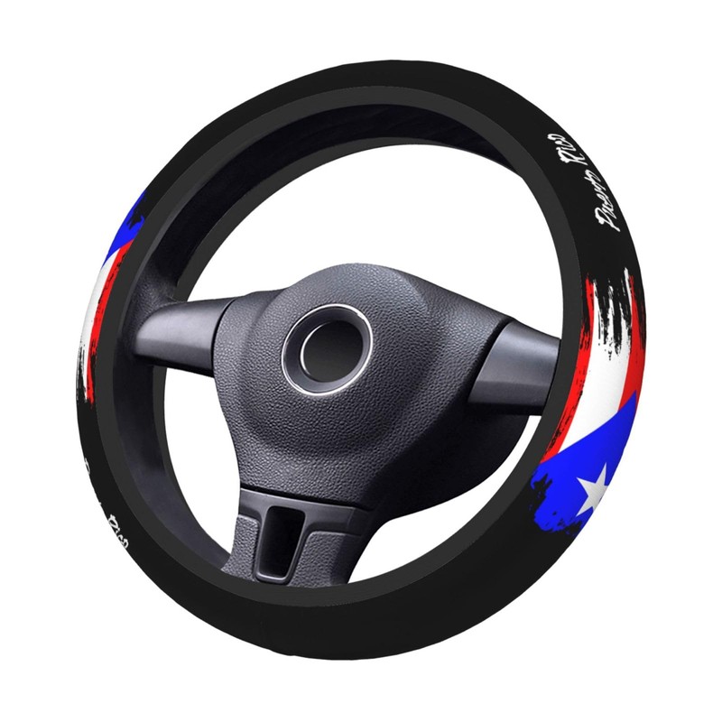 Puerto Rico Flag Steering Wheel Cover Universal 15 Inch Car