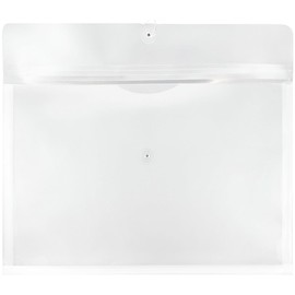 JAM PAPER Plastic Envelopes with Button & String Tie Closure - Large Booklet - 12 x 18 - Clear - 3/Pack