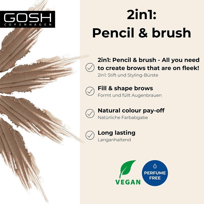 GOSH Eyebrow pencil for thicker brows, precise application for perfectly