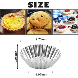MXYEVL 35Pcs Mini Tart Pans Egg Tart Mold, 2.75" Aluminium Mini Pie Tins Reusable Tart Pans for Baking