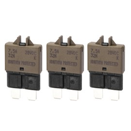 DMiotech 3 Pack 28V DC 7.5A Brown ATC/ATO Manual Mini Resettable Fuse for Automotive Circuit Breaker Reset Fuses Low Profile Blade Fuses for Car Truck SUV Marine Boat Motorcycle