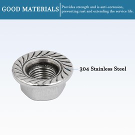 QUARKZMAN M10 x 1.25 mm Hexagonal Flange Nuts x 12 Pieces 304 Stainless Steel Serrated Metric Hex Locking Nuts for Piping Car Engines [Silver Tone]