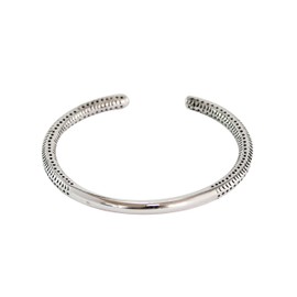 Treasure Bay Men's Solid Sterling Silver Bangle Bracelet - Adjustable Size Silver Bracelet for Men