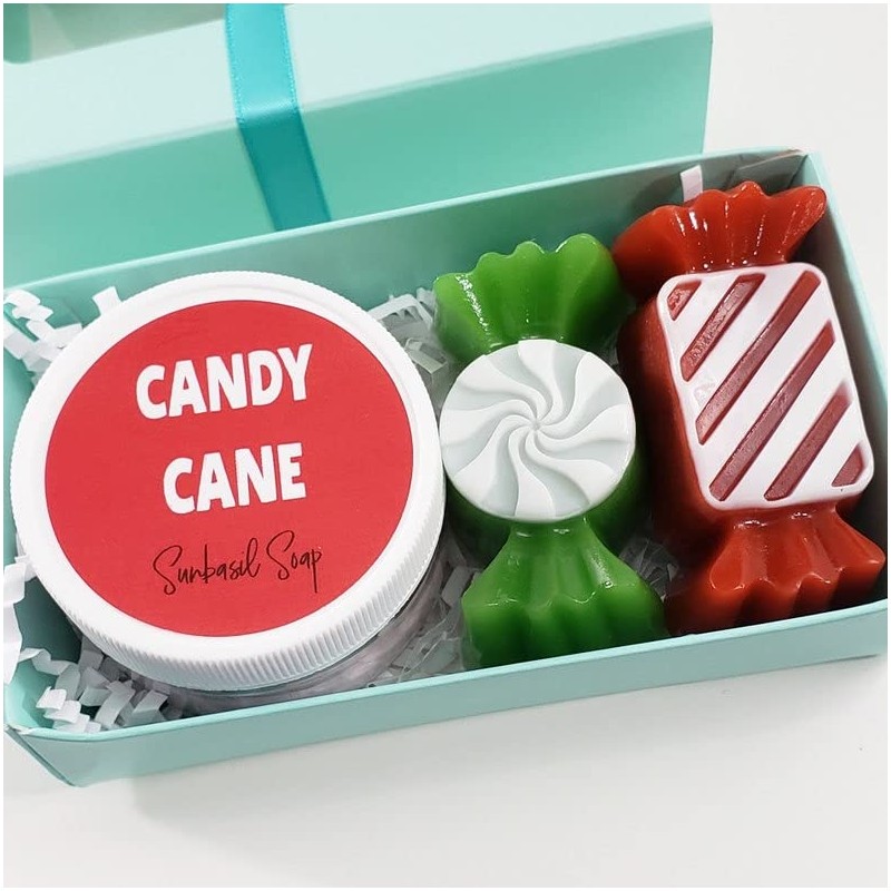 Christmas Candy Cane Soap Spa Box. Secret Santa Small Gift