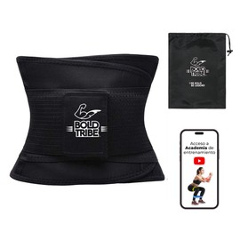 BOLD TRIBE Faja Moldeadora - Fajas Reductoras con Doble Compresión para Gym, Crossfit y Entrenamiento - Fajas Colombianas - Soporte Lumbar - 22 cm de Alto, Talla L - Color Negro