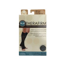 Cerafarm Medical Elastic Stockings, Unisex, Toeless Socks, 0.8 - 1.2 inches (20 - 30 mmHg, Thin, General Medical Equipment) (L, Black)