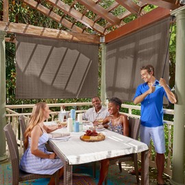 Coolaroo Exterior Roller Shade, Cordless Roller Shade with 90% UV Protection, No Valance, (6' W X 6' L), Mocha, 474768