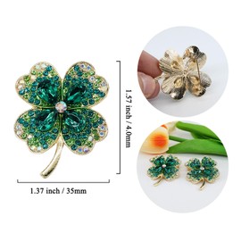 SQEYYGI 4 Leaf Clover Brooch Pin for Women girl, Brooch Pin for Jacket or Hat, Irish Clover Pin for Lapel, Lucky Brooch for St. Patrick's Day (4)