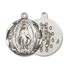 Bliss Sterling Silver Miraculous Mary Catholic Medal Pendant Necklace 18"Chain GiftBox