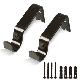 Heavy Duty Adjustable Curtain Rod Brackets, 2 Pcs Premium Rod Brackets for Wall, Curtain Rod Hooks, Heavy Duty Curtain Rod Hanging Brackets for 7/8 or 1-inch Rod（Bronze）