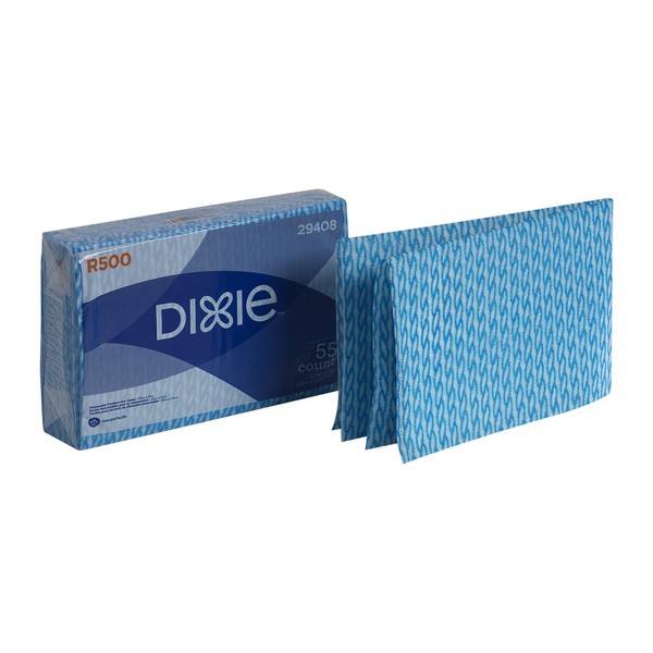 Brawny Dine-A-Wipe 294-08 14" Length x 21" Width, Blue and White Foodservice qterfold Busing Towel (Case of 6, 55 per Pack)