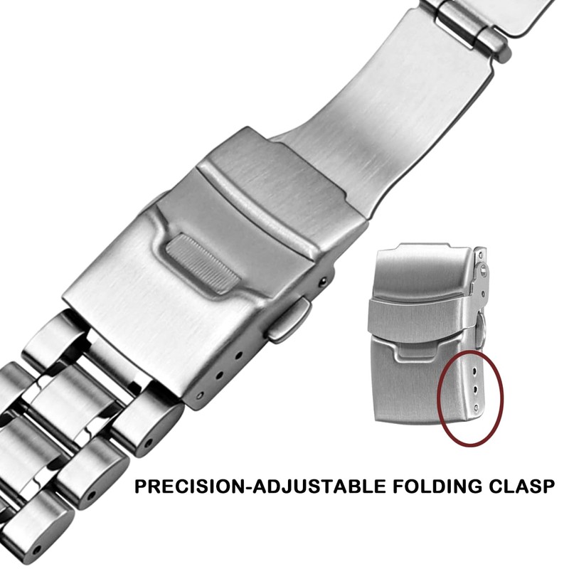 Hstrap 20mm Brushed Watch Band, Curved End Straight End Metal
