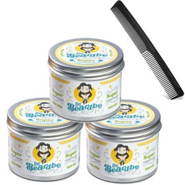 BEARDBE Super Strong Hair Wax Pack for All Hair Types with Gift Comb, Citrus Aroma and Extra Strong Hold, Intense Shine (Super Strong)
