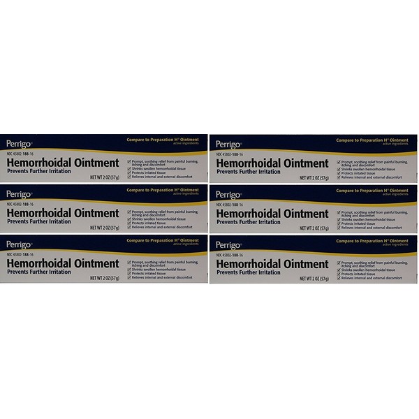 Hemorrhoidal Pain Relief Ointment Generic for Preparation H for Fast Relieves of Internal and External Hemorrhoid Symptoms 2 oz. Per Tube Pack of 6 Total 12 oz.