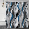 Renaiss 72x72 Inches Blue and Grey Shower Curtain Abstract Striped