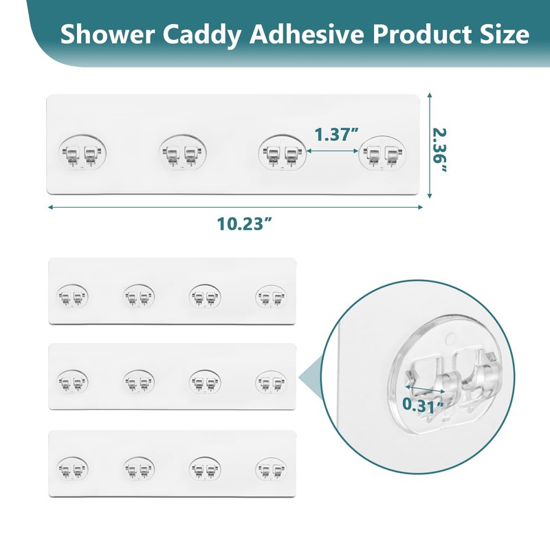 KaiwayInno 4 Pack Shower Caddy Adhesive Replacement, Strong Shower Shelf