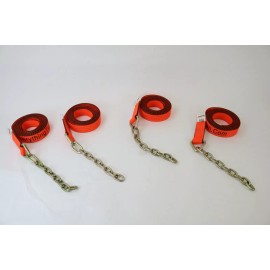 SnS 4 Pack of 2" x 14' Orange TECNIC Webbing Straps with 5/16" x 12" G70 Chain Tails