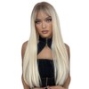 Long Black Wig Human Hair with Bangs and Wig Cap