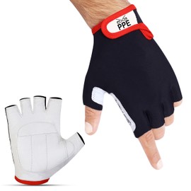 PPE FIT Cycling Gloves Protective Biking Gloves for Men/Women-Bicycling Gloves Mountain Bike Gloves Anti-Slip Shock-Absorbing Pad Half Finger Gloves for Workout Training (RED, Large)