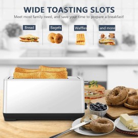 Ultra Wide Long Slot 4-Piece Red Dual Control Toaster 1.5 Inch 6-Level Baking with Anti-Clogging DesignW1002P401770: W1002P401770