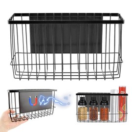 JNYLLN Magnetic Spice Rack for Refrigerator, Magnetic Basket Organizer Shelf Rack, Kitchen Moveable Magnetic Storage Holder, Office File Plastic Food Wrap Spice Pegboard Holder