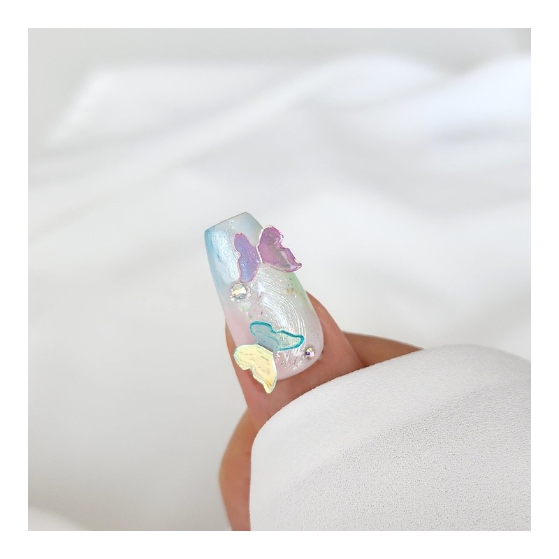 Butterfly Garden Handmade Nail Tips - Natural / 나비 정원