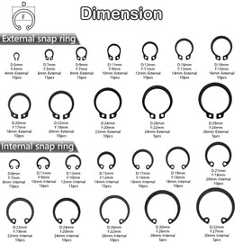 TOVOT 260PCS Circlips Assortment Kit with 4 in 1 Pliers Stainless Steel Snap-Rings Set C-Clips Internal(8-30MM) and External(4-26MM)