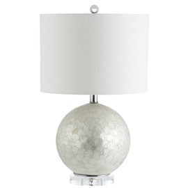 JONATHAN Y JYL1055A Zuri 23.5" Capiz Seashell Sphere LED Table Lamp Coastal,Contemporary,Transitional for Bedroom, Living Room, Office, College Dorm, Coffee Table, Bookcase, Pearl/White