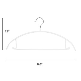 BESSLEE Heavy Duty Non-Slip Rubber Coated Metal Hangers for Clothes, No Bump Contour Shoulder Ends for Sweaters, Coats, Skirts, Pants, Jackets or Shirts, Rust-Free, 16.5” Long, White, Set of 5