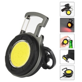LED Mini Keychain Light Portable Rechargeable 800lm COB Keychain Flashlights 4 Light Modes Pocket Light with Folding Bracket Bottle Opener