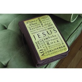 Names of Jesus Bible Cover, Zippered, with Handle, Canvas, Brown, Large