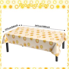 3 Pack Boho Sun Birthday Party Tablecloth, Boho Hippie Sunshine Table Cloth Rectangle, First Trip Inspired The Sun Table Cover, Yellow Sunshine Tablecloth Disposable for Birthday Baby Shower 54x108 In